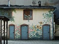 Graffiti on a outbuilding in a backyard, ÃÂÃÂ³dÃÂº, Poland Royalty Free Stock Photo